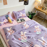 Taooba-Cute Rubbit Bedding Sets Girls Boys Bed Linen Duvet Cover Flat Sheet Pillowcase Home Use Winter King Single Full Size Set 2022