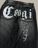 Taooba Skull geometric gothic pattern popular street high-waisted jeans men 2000s American vintage hip-hop fashion straight baggy pants