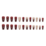 Taooba women’s fall fashion 2024 Flash Gold Pink Wine Red Bridal Manicure Mid-Length Fake Nails Holiday New Year Wear Nail Ins Style