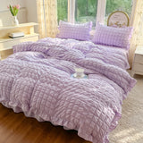 Taooba Christmas Gift Korean Princess Style Lace Ruffles Bedding Set Skin-friendly Soft Seersucker Duvet Cover Set Bed Sheet Or Bed Skirt Pillowcases