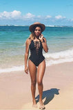 Taooba Christmas Gift outfit -Black Lace Up Strappy Crisscross Sexy One Piece Swimsuit