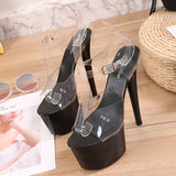 Taooba Christmas Gift outfit  Walking Show Stripper Heels Clear Shoes Woman Platforms High Heels Sandals Women  Big Yard Fish Mouth Shoes 2023 New Crystal