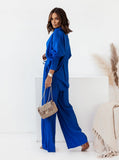 Taooba- Casual Loose Fit Long Sleeve Shirt and Pants Set