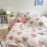 Taooba-Yickyue Shaggy Velvet Berber Fleece Winter Bedding Set Short Plush Love Duvet Cover Bed Sheet Pillowcases Keep Warm Blanket Bedspread