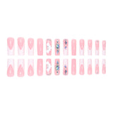 Taooba 24 long coffins French pattern 3d Dot drill fake nails ABS full gloss fake nails & 1 random color nail file and 1 tape