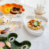 Taooba Cute Cartoon Underglaze Color Animal Ceramic Breakfast Plate Children's Rice Plate Fruit Cake Dessert Dish Dinner Plates