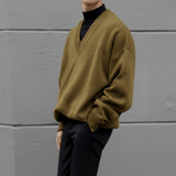 Taooba-4047 DARK YELLOW V-NECK SWEATER