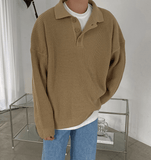 Taooba-4146 KNITTED BUTTON-UP SHIRT SWEATER