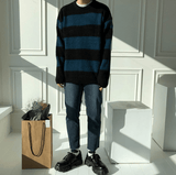 Taooba-5566 KNITTED STRIPE PULLOVER SWEATER