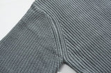 Taooba-5550 GRAY KNITTED FULL BUTTON-UP SWEATER