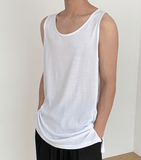 Taooba-1774 WHITE SLEEVELESS SHIRT