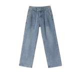 Taooba- 11177 WASHED BLUE DENIM STRAIGHT JEANS