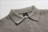 Taooba-6151 KNITTED HALF ZIP-UP COLLAR SWEATER