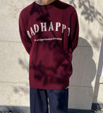 Taooba-5574 CLARET RED KNITTED LETTERED CREWNECK SWEATER