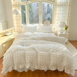 Taooba Christmas Gift Korean Princess Style Lace Ruffles Bedding Set Skin-friendly Soft Seersucker Duvet Cover Set Bed Sheet Or Bed Skirt Pillowcases