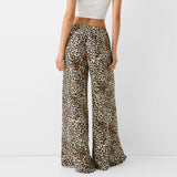 Taooba party outfit  Fashion Vintage Leopard Print Wide-leg Pants Women Casual High-waisted Trouser 2024 Spring Summer Office Lady Clothes Streetwear