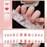 Taooba 24pcs/box Fake Nails Press on Reusable with Designs Set French Artificial Aurora Diamond False Tipsy Stick-on Nails Tips Art