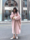 Taooba Christmas Gift outfit  Women Winter Faux Fur Warm Long Coat Female Thick Teddy Bear Coat Casual Loose Oversize Outwears Purple Yellow