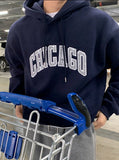 Taooba  No. 5421 DARK BLUE CHICAGO LETTERED HOODIE