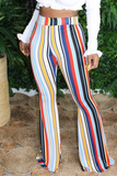 Taooba - Olive green White Blue Pink Yellow Olive green Color blue Elastic Fly High Striped Loose Pants Bottoms