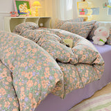 Taooba Christmas Gift Korean Girls Cherry Bedding Set, Soft Cotton Bed Sheet, Quilt Cover, Pillowcase, Bed Linens, Comforter Sets