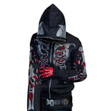 Taooba Zip Hoodie Men Y2K clothes Hoodie Fashion Hoodies Goth rhinestones Butterfly Skeleton Print Long Sleeve Sweatshirt Oversized Top