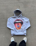 Taooba  American High Street Retro Big Mouth Anime Print Oversized Hoodie Men Y2k Harajuku Fashion Hip-hop Rock Loose Pullover Women