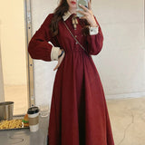 Taooba  party look inspos Fairy Vintage Dress Women Autumn Long Sleeve Retro French Elegant Dress Female Casual Party One-Piece Dress Korean 2021 Autumn