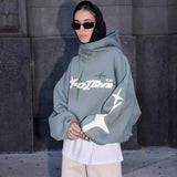 Taooba  New Star Letter Printed Hoodie 2024 American Style Men's and Women's Street Decoration Casual Loose Y2K Couple Wear