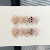 Taooba Christmas nail 10pcs Baroque butterfly short False Nails handmade ballet artificial nail s with glue Full Cover Detachable Press On Nail Tips