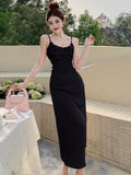 Taooba  party look inspos Elegant Solid Satin Womens Dresses Sexy Spaghetti Strap Wedding Bithday Party Dress Female One Piece High Waist Casual Vestidos