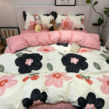 Taooba Christmas Gift Pastoral Ins Floral Bedding Set Girls Twin Queen Size Duvet Cover Flat Sheet Pillowcase Bed Linen Kids Adult Simple Home Textile