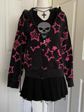 Taooba party outfit  Harajuku Star Girl Y2k 2000s Hooded Shirt Winter Loose Warm New Sweatshir Zip-up Gothic Print Hoodies Women's Top Clothes Hoody