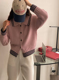 Taooba Christmas Gift outfit -Contrast Collar Cardigan