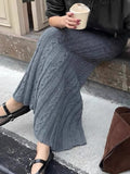 Taooba party outfit  Rockmore Elegant Twisted Knitted Long Skirts Women Streetwear Elastic Low Waist Floor-Length Skirt Harajuku Ladies Autumn Winter