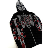 Taooba Zip Hoodie Men Y2K clothes Hoodie Fashion Hoodies Goth rhinestones Butterfly Skeleton Print Long Sleeve Sweatshirt Oversized Top