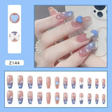 Taooba Christmas nail 24pcs Wearable Pink Press on Fake Nails Tips with Glue False Nails Design Butterfly Lovely Girl False Nails with Wearing Tools