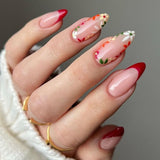 Taooba Christmas nail 24pcs French False Nails Almond Head Summer Style Glitter Design Fake Nail Patch Full Cover Wearable Women Press on Nail Tips