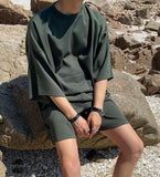 Taooba-1546 SOLID HALF SLEEVE SHIRT & SHORTS (TOP & BOTTOM)