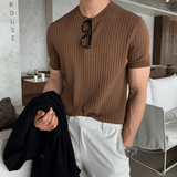 Taooba-6620 VERTICAL KNIT SHORT SLEEVE SHIRT