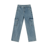 Taooba- 11070 WASHED BLUE CARGO DENIM JEANS