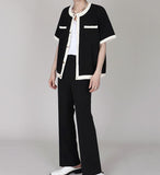 Taooba-4503 TWO TONE SHORT SLEEVE CARDIGAN