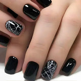 Taooba Christmas nail 24Pcs Short Square Coffin False Nails Square Fake Nails with Glue French Glitter Wearable Acrylic Nails Set Press on Nail Tips