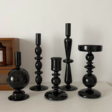 Taooba Black Candle Holder Home Decor Candlesticks Living Room Modern Decoration Glass Vase Bookshelf Decor Candle Stick Holder