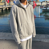 Taooba  No. 3135 GRAY KNITTED HOODIE AND WIDE SWEATPANTS (TOP & BOTTOM)