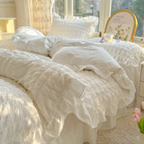 Taooba Christmas Gift Korean Princess Style Lace Ruffles Bedding Set Skin-friendly Soft Seersucker Duvet Cover Set Bed Sheet Or Bed Skirt Pillowcases