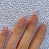 Taooba 10PCS Handmade french press on nails with design Blush Bloody Plaid Diamond handcraft almond salon nails stick ons