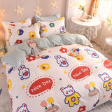 Taooba-Home Bed Duvet Quilt Cover Set Flat Sheet Pillowcase Soft Bedding Set for Adult Kids Twin Queen Cotton Ployester