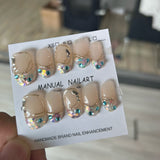 Taooba 10PCS Handmade Spring/Summer press on nails Ballet Ribbon Blush Bloody Plaid Diamond Adam Mitchel Lambert Stick ons