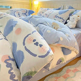 Taooba Christmas Gift Ins Cream Bedding Set,Cute Cartoon Kids Adult Duvet Cover No Filler,Pillowcase,Full Queen Size Boys Girls Comforter Cover